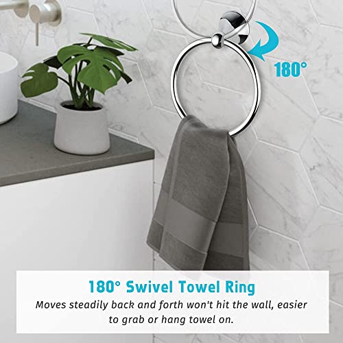 4 Piece Bathroom Accessory Set(Adjustable Towel Bar, Towel Ring, Toilet Paper Holder,Towel Hook), Wall Mounted Bathroom Hardware Accessories Set,Chrome - color: Chrome, size: 4 pieces