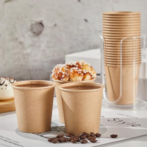 SIUQ 400 Pack 5 oz Kraft Paper Cups, Disposable Bathroom Cups, Mini Mouthwash Cups, Hot/Cold Beverage Drinking Cup for Home, Store, Travel, Events (Brown) - style: 5oz-400pack