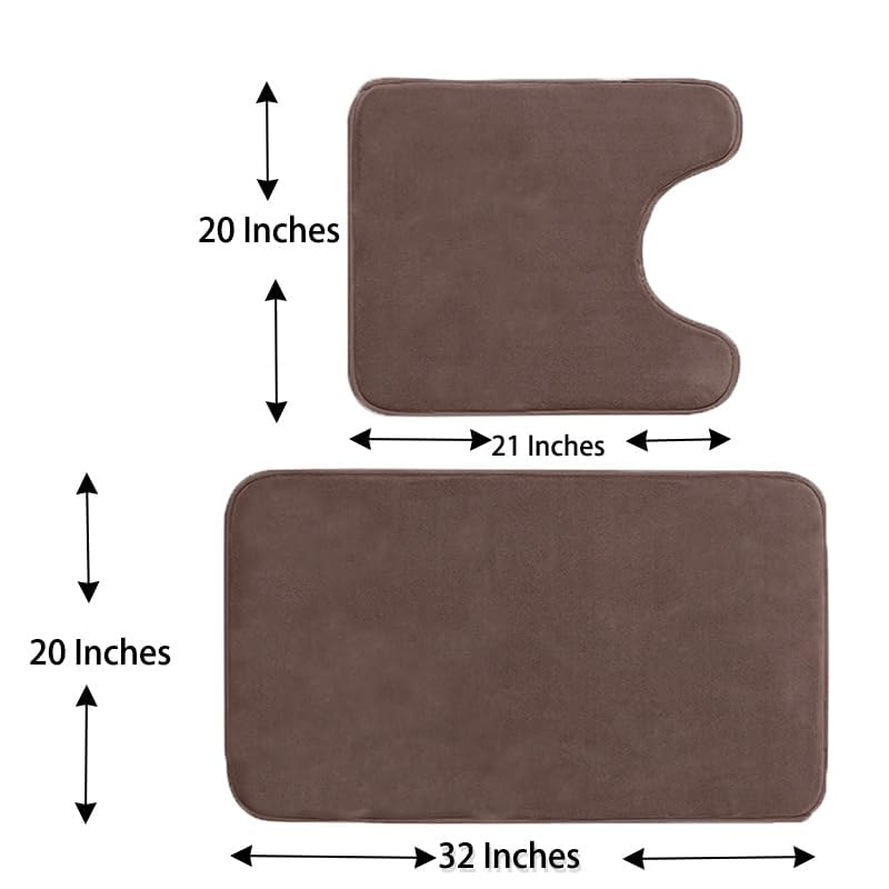Madeals Memory Foam Bathroom Toilet Rug Set 4 Piece with Toilet Lid Cover and Tank Covers Brown - color: Brown