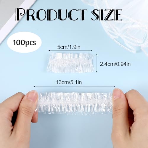 100 Pcs Disposable Ear Covers for Shower, Clear Waterproof Ear Covers for Bathing, Waterproof Plastic Ears Shower Caps for Hair Dye Spa Salon Beauty Treatments