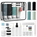 unigo 30 PACK Travel Bottles Set for Toiletries - Leakproof Refillable Travel Size Containers, TSA Approved Bottles with Labels, Brush & Covers for Carry-On Travel