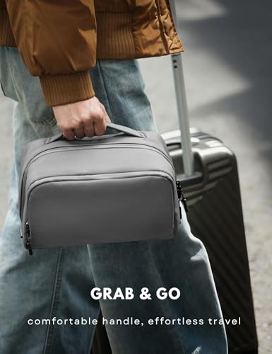 Large Hanging Travel Toiletry Bag for Men Women, Water-resistant Dopp Kit | 6L Large Capacity Wide Open Cosmetic Makeup Bag Bathroom Shower Bags for Toiletries, Grooming, Shaving Organizer Bag - color: Grey