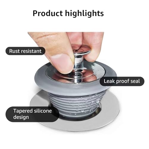 Bathtub Drain Stopper, Sink Stopper, Tub Stopper, Bathtub Drain Plug, Universal Bathroom Bath Tub Drain Stoppers, Shower Drain Cover Replacement Jets Hair Catcher Topper Rubber Strainers(Patented)