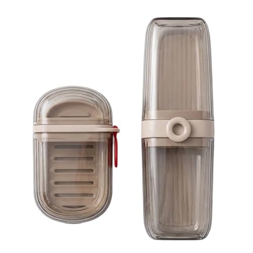Toothbrush Travel Case, Travel Soap Case 2-Piece Set, Portable Toothbrush Holder with Cover for Traveling Camping Gym, Durable Travel Toothbrush Case and Soap Storage Organizer