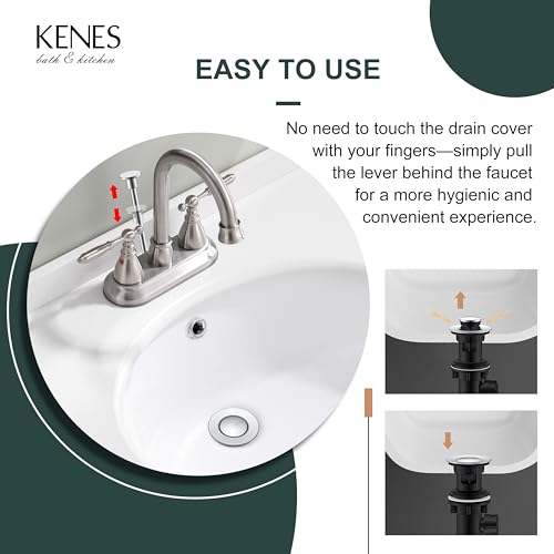 KENES Bathroom Sink Drain Stopper with Lift Rod, Chrome Sink Drain with Overflow, Lavatory Pop Up Drain Assembly for Bathroom Vanity Sink, LJ-P701-5 - color: Chrome, size: Small Pop up Cap (With Overflow)