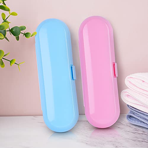 Fowecelt 2 Pack Electric Toothbrush Travel Case for Oral-B Pro and Other Electric Toothbrush, Portable Travel Toothbrush Holder(Blue & Pink) - color: Blue & Pink