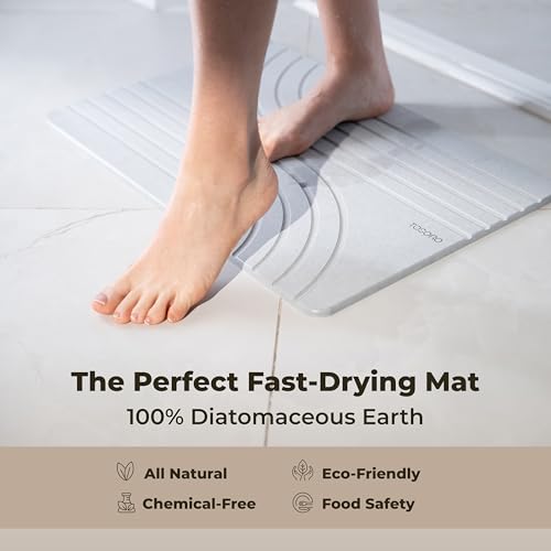 TOSORO - Stone Bath Mat Diatomaceous Earth Shower Mat Non-Slip Super Absorbent Diatomite Stone Bath Mats for Bathroom Floor Quick Drying Natural Easy to Clean (23.5 x 15) - Grey - color: Flow Grey, size: Pack of 1