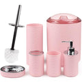 CERBIOR Bathroom Accessories Set Bath Ensemble Includes Soap Dispenser, Toothbrush Holder, Toothbrush Cup, Soap Dish for Decorative Countertop and Housewarming Gift (Pink Spiricle) - style: Blush Pink