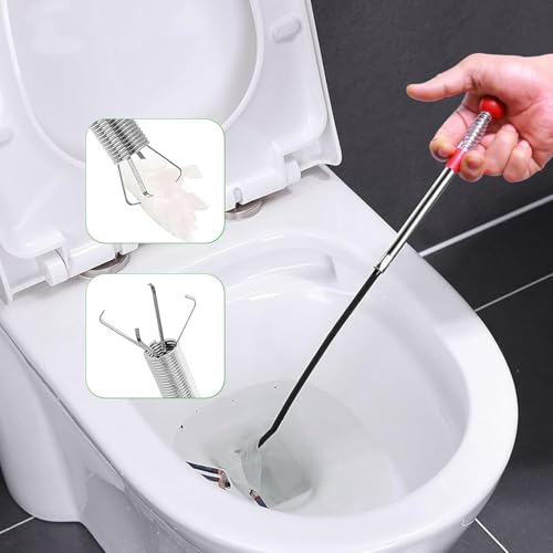 76 Inch Drain Snake Upgraded Ergonomic Grip – Toilet Snake Flexible Grabber Claw for Clog Remover & Pick Up Small Items - color: 79'' Ball