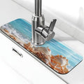 Faucet Draining Mat For Kitchen Sink, Beach Seashells Starfish Diatom Mud Absorbent Drain Pad For Bathroom Kitchen Sink Splash Guard Drying Mat - color: Beach Seashells Starfish