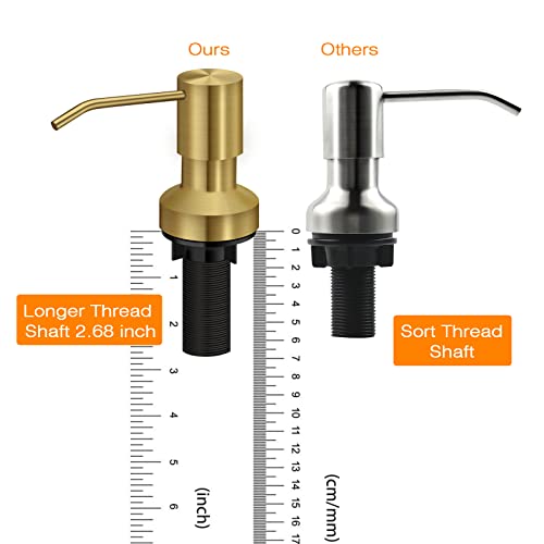 Sink Soap Dispenser for Kitchen Sink, Countertop Built in Sink Soap Dispenser with 47”Extension Tube kit, No Need to Fill The Little Bottle Again (Golden) - color: Golden