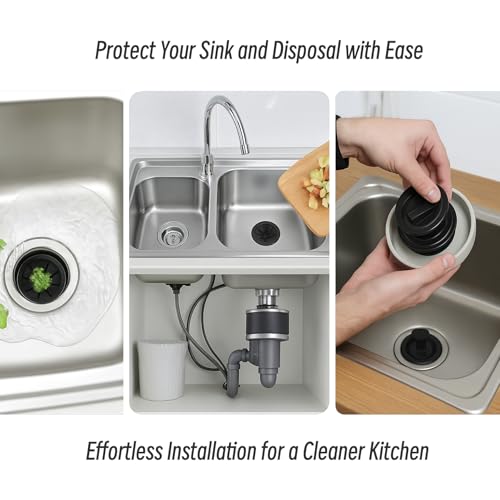 3 Pcs Garbage Disposal Splash Guard Set – Includes 2 Rubber Sink Splash Guards & 1 Disposal Cover – 3-Inch Universal Fit for Waste King, Whirlaway, GE, Sinkmaster, and Other Standard Models