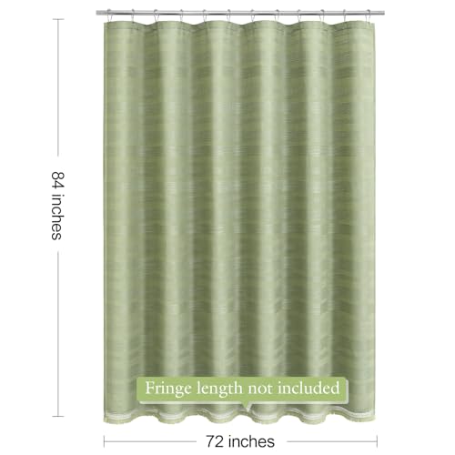 Extra Long Boho Farmhouse Shower Curtain with Tassel, Linen Bohemian French Country Chic Bathroom Shower Curtain Set, Modern Striped Textured Shower Curtain 72x84 - Olive Green - color: Olive Green, size: 72"W x 84"L (Pack of 1)