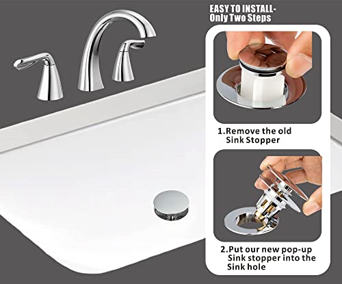 Artiwell Universal Bathroom Sink Drain Stopper, Fits Most Pop-Up Drains for Vessel Sink Lavatory Vanity, Sink Drain Strainer with Detachable Hair Catcher, Tested by Plumber in US (Chrome Plated) - color: Chrome Plated