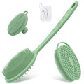 Silicone Back & Body & Face Scrubber Set 3PCS, Gentle Exfoliating Back & Body Scrubber with Dual-Side Brush Head, Hygienic Silicone Loofahs with Soft Bristle and Non-Slip Handle(Green-3PC) - color: Green*3