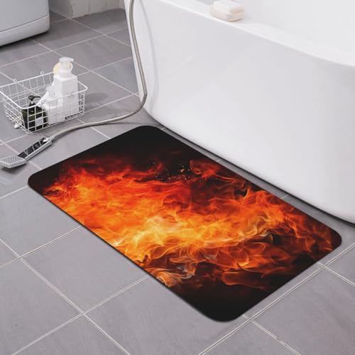 Stone Bath Mats for Bathroom Diatomaceous Earth Bath Mat Super Absorbent Floor Mat Roaring Flame Stone Drying Mats Quick Drying Diatomite Shower Mat for Bathtub Pad 19.7x31.5in - color: Roaring Flame, size: 1'8" x 2'8" (Rectangular)