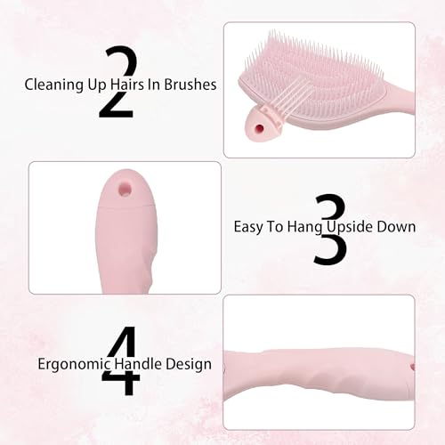 Hair Brush Set, Professional Styling Tools with Combs and Accessories, Pink, Gift Box Included (Pink Brush+Black Brush) - color: Pink Brush+Black Brush