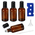 30ML Roller Bottles for Essential Oil, 4 Pack Empty Amber Glass Roller Bottle for Perfume Oil, Roll on Bottles with Stainless Steel Roller Balls, Opener, Funnel and Dropper - size: 30ml_4pcs