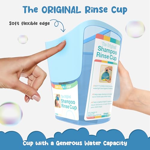 Shampoo Rinse Cup for Kids | Baby Bath Pail | Tear Free Baby Rinser Pail - Three Color Choices - color: Blue