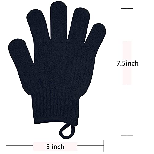 Exfoliating Glove with Hanging Loop - Bath Gloves 1 Pair Shower Gloves, Heavy Exfoliating Gloves for Men and Women Shower Gloves Body Wash Makes Skin Soft Healthy Body Exfoliating Gloves 1 Pair Black - style: 1 Pair Black Exfoliating Gloves