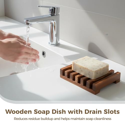 40PCS Soap Bags Holder Set,10 Wood Soap Dishes with Clear Moisture-Resistant Coating and 30 Cotton Linen Drawstring Soap Bag,Bars Bamboo Soap Saver Bag Set for Bathroom,Shower,Kitchen,Travel