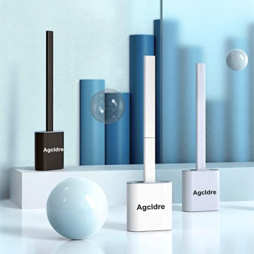 Toilet Brush with Holder Silicone Toilet Brush and Cleaning Brush for Household Bathroom Toliet Brush Set (White) - color: White
