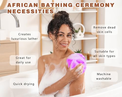 2 Pack African Net Sponge Exfoliating Body Scrubber Bath Sponge for Daily Use (Navy Blue+Indigo) - color: Navy Blue+indigo
