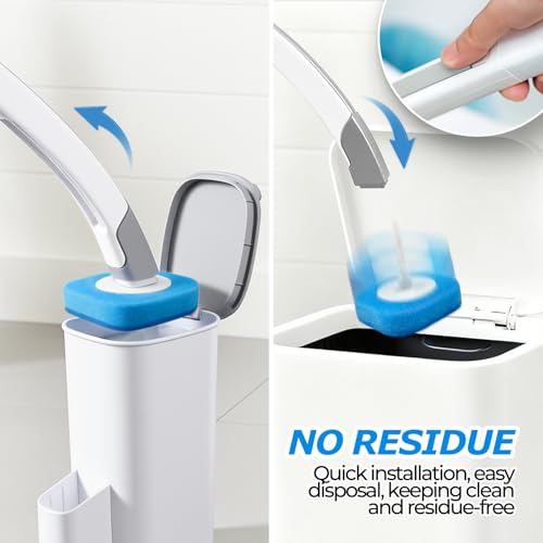 Disposable Toilet Brush&Toilet Bowl Brush and Holder Set - Toilet Scrubber Brush,Toilet Bowl Cleaners,Household Essentials,Cleaning Supplies,White
