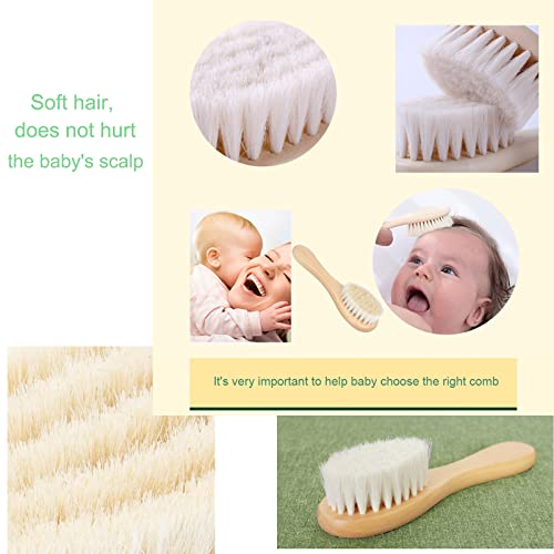 Baby Hair Brush with Wooden Handle and Comb Set for Newborns & Toddlers | Natural Soft Goat Bristles l Wood Comb l Blue Cradle Cap Brush| Ideal for Cradle Cap (3 Piece) - color: Blue Silicone Brush (3pcs)