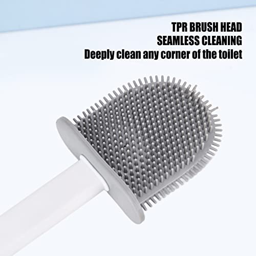 Toilet Bowl Brush Longer Handle Wall Mounted Toilet Brush, Flexible Toilet Bowl Brush Bathroom Washing Bowl Brush Kit Sturdy Washing Toilet Brush with Drain Box, Wall Mounted Flexible (White)