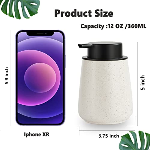 12Oz Foaming Soap Dispenser - Ceramic Foam Hand Soap Dispenser with Easy-to-Press Black Pump, Reusable and Refillable Lotion Dish Soap Dispensers for Bathroom & Kitchen, Speckled Matte Beige - color: Speckled Beige, style: Foam Pump