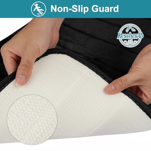 Bathroom Rugs Sets 3 Pieces Thicker Memory Foam Bath Mat with Non Slip Backing, Machine Wash, Dries Quickly, Ultra Soft Black Bath Carpet with Toilet Rug for Bathroom,Kitchen,Tub - color: Black, size: 31" X 19" + 23" X 15" + U19" X 15"