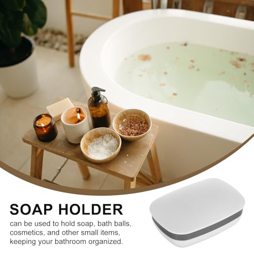 NUOBESTY Travel Soap Holder Case with Cover and Sponge, Leak-Proof Portable Soap Box for Travel, Camping, Gym, Small White Silicone Seal, 2 Sets