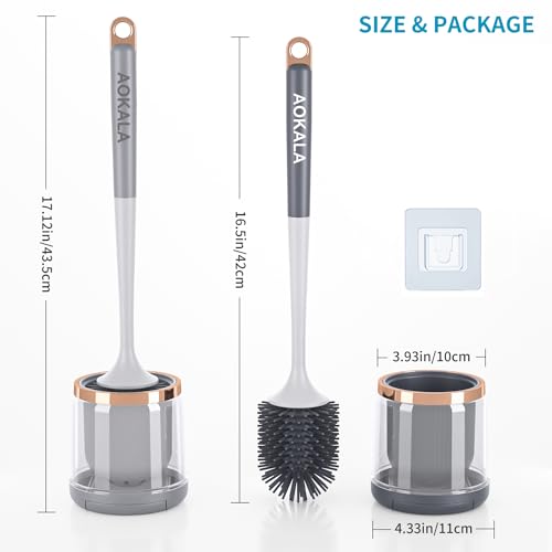 Silicone Toilet Brush and Holder Set, Toilet Bowl Brush with Tweezers Long Handle, Toilet Cleaner Brush for Bathroom Deep Cleaning, Elegant Toilet Scrubber Bathroom Accessories (Dark Gray) - color: Dark Gray