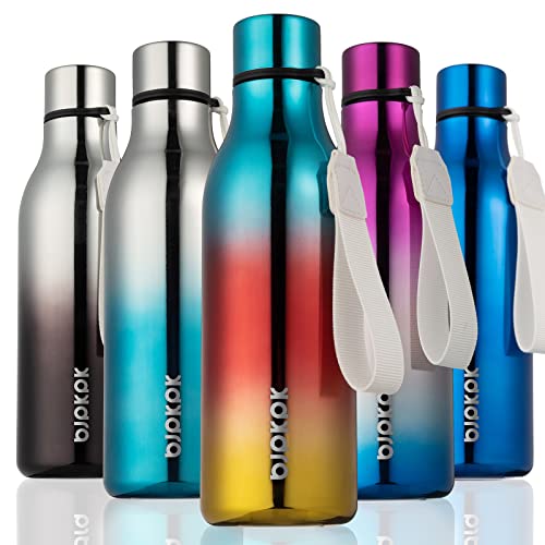 BJPKPK Insulated Water Bottles, 18 oz Stainless Steel Metal Water Bottle with Strap, BPA Free Leak Proof Jugs,Mugs,Flasks, Reusable Thermal Flasks for Sports & Travel, Caribbean Sunrise - color: Caribbean Sunrise, size: 18 Ounces, style: 18oz