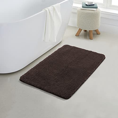 YHF Bathroom Rugs 24" X 35", Extra Thick & Soft Microfiber Shaggy, Machine Washable Bath Mats, Absorbent Bath Rugs, Non-Slip Rubber Backing Bath Mat for Bathroom Floor, Tub and Shower, Brown - color: Brown, size: 24" X 35" (Rectangular)