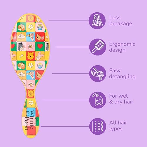 Wet Brush Disney Winnie The Pooh Original Detangler Hair Brush, Flexible Bristles Gently Detangle All Hair Types, Works on Wet or Dry Strands, Ergonomic Handle, Reduces Breakage, Pooh & Friends - color: Pooh & Friends