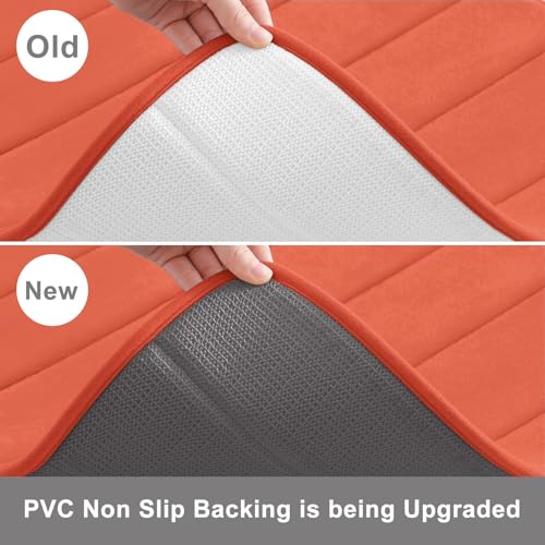 Buganda Memory Foam 3 Pieces Bathroom Rugs Set - Thick Soft Absorbent Bath Mats, Washable Small/Large/Contour Bath Rugs (24" x 16" + 30" x 20" + 24" x 20", Coral) - color: Coral, size: 24" X 16" + 30" X 20" + 24" X 20"