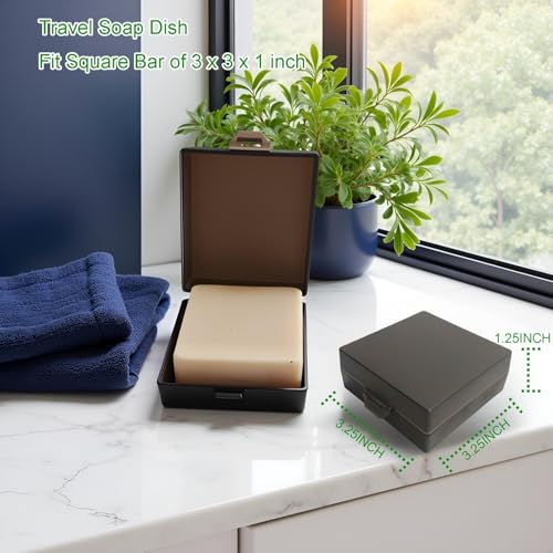 Soap Holder 2 Pack, Shower Bar Case Box Fit Dr Squatch, Waterproof Travel Container with Lid, Square Bathroom Soap Dish for Camping Gym Outdoor Traveling (Transparent Black) - color: Transparent Black