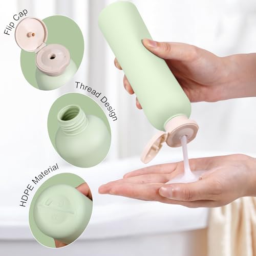 8.8oz Travel Essentials Shampoo Bottles for Toiletries,Empty Plastic Squeeze Bottles with Flip Cap for Tavel Size Shampoo and Conditioner (3 pack, green) - color: Green, size: 8.8 oz