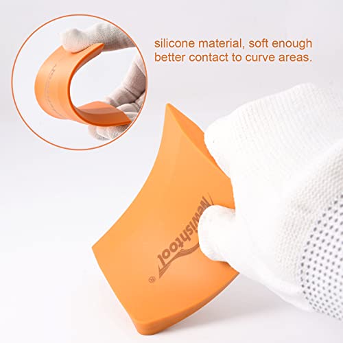 NEWISHTOOL Soft Silicone Small Squeegee for Vinyl, 2 PCS PPF Tools Window Tinting V-Blade Scraper for Window Film Application, Car Paint Protective Film Installation & Water Removal - color: Orange