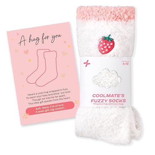 CoolMate Cozy Soft Cloud Socks, Fuzzy Socks for Women - color: D.07 - Embroidered Strawberry