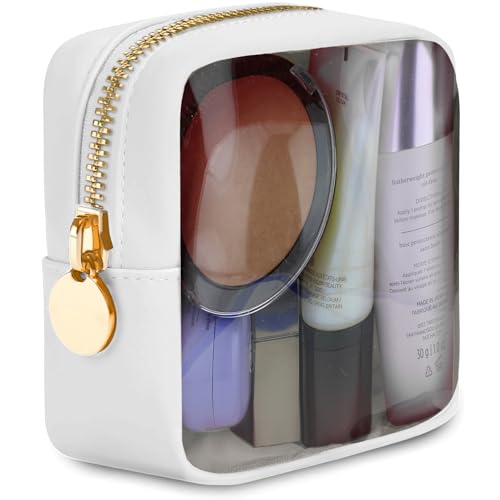 Mini Clear Cosmetic Pouch for Travel & Purse by DANCOUR - color: White, style: Mini