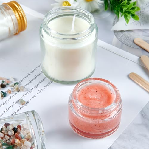 1oz Glass Jar with Lid, Hoa Kinh 30Pack Clear Round Containers Cosmetic Jars with Inner Liners and Black Lids Travel Jars for Storing Lip and Body Scrub, Lotion, Body Butter, Bath Salts, Liquid - color: Clear, size: 1oz-30Pack Clear
