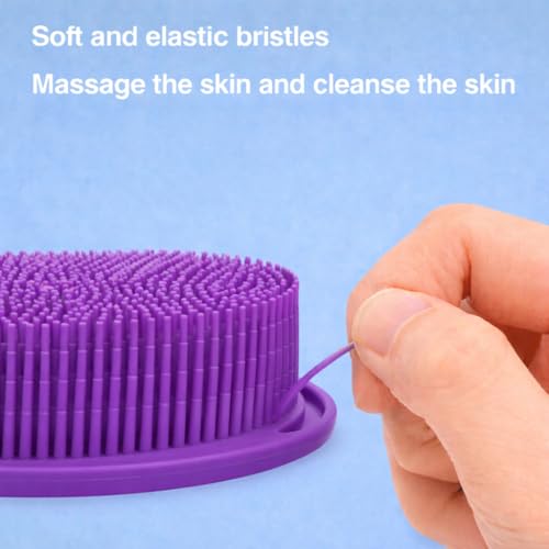 All-in-One Exfoliating Shower Brush – Gentle Silicone Loofah for Sensitive Skin with Dual-Purpose Scalp Massage for Spa-Quality Showers Daily (1pck) (Purple) - color: Purple