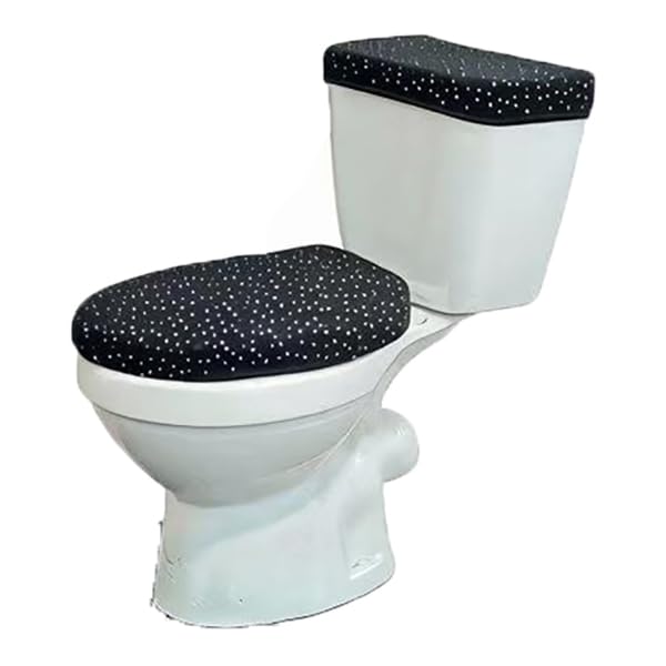 Madeals Memory Foam Bathroom Toilet Rug Set 4 Piece with Toilet Lid Cover and Tank Covers Shiny Black Specks - color: Black Specks