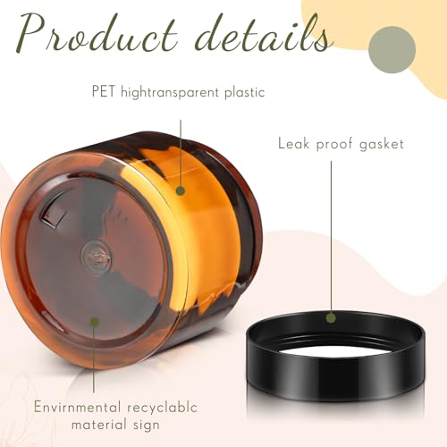 Patelai 4 Pieces Round Wide-mouth Leak Proof Plastic Container Jars with Lids for Travel Storage Makeup Beauty Products Face Creams Oils Salves Ointments DIY Making(4 Ounce,Amber) - color: Amber, size: 4 Ounce