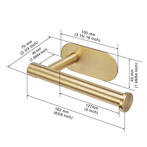 YUET Toilet Paper Holder Self Adhesive, Premium Thicken SUS304 Stainless Steel Rustproof Adhesive Toilet Roll Holder No Drilling for Bathroom, Kitchen, Washroom, Rv - color: Gold