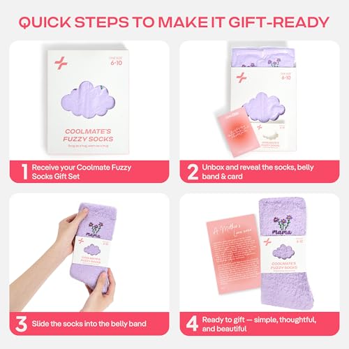 CoolMate Cozy Soft Cloud Socks, Fuzzy Socks for Women - color: B.01 - Mama Flowers Purple