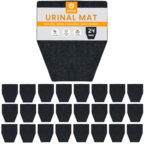 SAVUK Urinal Mats Non-Slip Non-Adhesive Water Absroption Bathroom, Restaurant, Gym, Restroom Toilet Floor Pad for Men and Women Hexagon Shaped Dark Gray Commercial Splash (24 PACK) - style: 24 PACK